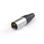 AuraSonics X3M-G кабельный разъем 3-контактный XLR male, позолоченные контакты, хром