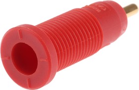 Фото 1/3 975459701, Red Female Banana Socket, 2mm Connector, Solder Termination, 10A, 1000V ac/dc, Gold