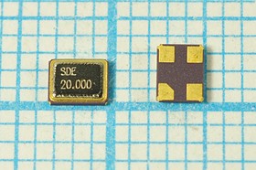 Резонатор кварцевый 20МГц в корпусе SMD 3.2x2.5мм, под нагрузку 20пФ; 20000 \SMD03225C4\20\ 10\ 30/-40~85C\SMD0302\1Г