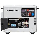 Дизельный генератор Hyundai DHY 8000SE-3, 380/220/12 В, 6.5кВт, на колёсах с АКБ