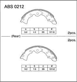 ABS0212, Колодки тормозные Nissan Almera Classic 06-12, Sunny 98-04, Primera (P10, P11) барабанные Allied Nip