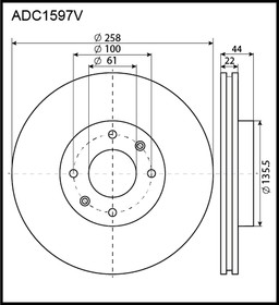 Диск тормозной передний LADA X-RAY 1шт. ADС 1597V ALLIED NIPPON ADC 1597V