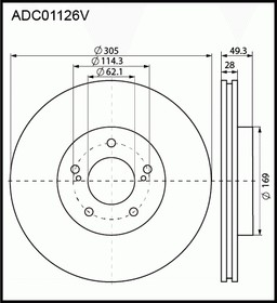 ADC01126V, Диск тормозной | перед |