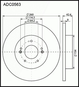 ADC0563, Диск тормозной | зад |