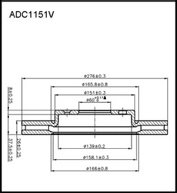 ADC1151V, Диск тормозной | перед |