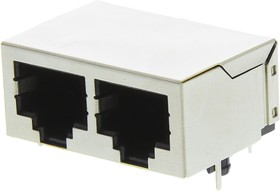 Фото 1/3 09455511122, Modular Connectors / Ethernet Connectors RJ Industrial RJ45 2-port Jack Cat5, solder, angled