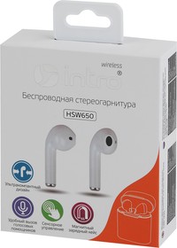 Фото 1/2 Intro HSW650White Bluetooth-гарнитура белые