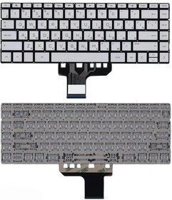 Фото 1/2 Клавиатура для ноутбука HP Pavilion 13-AN серебристая без рамки без подсветки