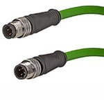 120108-8311, Cordset, Green, Straight, 1.5A, 22AWG, 10m, M12 Plug - M12 Plug, Conductors - 4