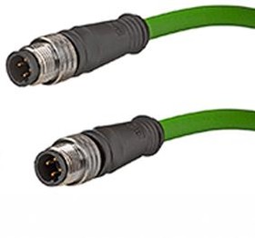 120108-8311, Cordset, Green, Straight, 1.5A, 22AWG, 10m, M12 Plug - M12 Plug, Conductors - 4