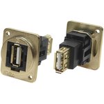 Straight, Panel Mount, Socket to Socket Type A to A 2.0 USB Connector