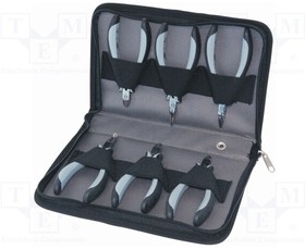 T3703D, Kit: pliers; Kit: fpliers for gripping,side cutters; ESD; 6pcs.