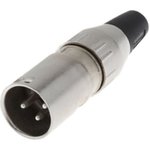 709-0300, 3 Way Cable Mount XLR Connector, Male, Silver Plated Contacts, 50 V ac