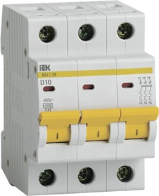 Photo 1/10 MVA20-3-010- D, Automatic modular switch 3p D 10A 4.5kA VA47-29 IEC