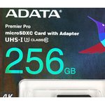 Флеш карта microSDXC 256GB A-Data AUSDX256GUI3V30SA2-RA1 Premier Pro + adapter