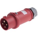 164, ProTOP IP44 Red Cable Mount 4P Industrial Power Plug, Rated At 32A, 400 V