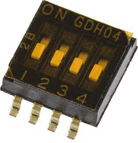 Фото 1/3 GDH04S04, 4 Way Surface Mount DIP Switch 4PST