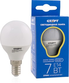 Фото 1/6 LED-Sphere-E14-7W27, Лампа светодиодная "шар" 7Вт, 220B, матовая