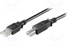 USB-AB/3BK, Кабель USB 2.0 вилка USB A,вилка USB B 3м черный