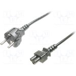 AK-440115-008-S, Cable; CEE 7/7 (E/F) plug,IEC C5 female; 750mm; black; 10A; 250V