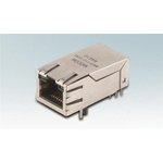 7499511611A, Modular Connectors / Ethernet Connectors WE-RJ45 Int XFMR THT 1x1 ...