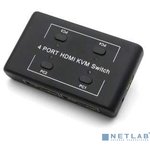 ORIENT HS41, HDMI KVM переключатель на 4 устройства, порты HDM + 2xUSB (клавиатура+мышь), поддержка 4K@30Hz, кнопка переключения на проводе