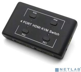 Фото 1/2 ORIENT HS41, HDMI KVM переключатель на 4 устройства, порты HDM + 2xUSB (клавиатура+мышь), поддержка 4K@30Hz, кнопка переключения на проводе