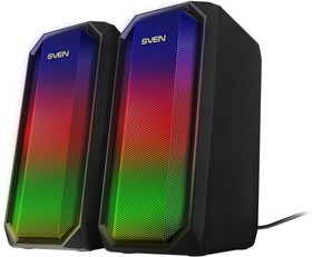 Фото 1/8 SVEN 420 2.0 чёрные Колонки (2x5W, USB, Bluetooth, RGB подсветка, ПДУ)