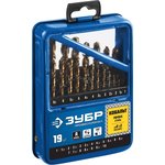 ЗУБР Кобальт, 19 шт, (1-10 мм), сталь Р6М5К5, класс А, мет.бокс ...