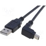 TCAB-123, Cable, USB 2.0, USB A plug, USB B mini corner plug, 1.8m