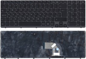 Клавиатура для ноутбука Sony Vaio SVE15 черная с серой рамкой без подсветки