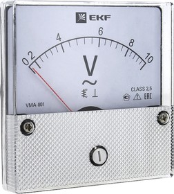 Фото 1/2 Вольтметр аналоговый VM-A801 на панель 80х80 (круглый вырез) 300В прямое подкл. EKF vma-801-300