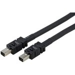 2-2205132-3, Male Mini I/O to Male Mini I/O Ethernet Cable, Black PUR Sheath, 2m