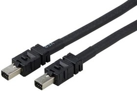 Фото 1/2 2-2205132-3, Male Mini I/O to Male Mini I/O Ethernet Cable, Black PUR Sheath, 2m