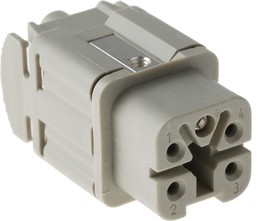 Фото 1/6 10432000, Heavy Duty Power Connector Insert, 10A, Female, H-A Series, 4 Contacts