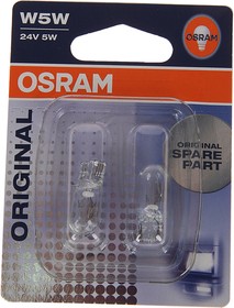 Фото 1/7 2845-02B, Лампа 24V W5W T10W W2.1x9.5d блистер (2шт.) OSRAM