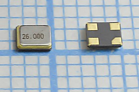 Резонатор кварцевый 26МГц в корпусе SMD 2.5x2мм, под нагрузку 9пФ; 26000 \SMD02520C4\ 9\ 10\ /-40~85C\SM2S\1Г