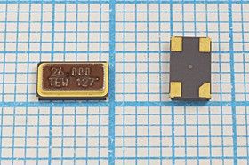 кварцевый резонатор 26МГц в корпусе SMD 6x3.5мм с четырьмя контактами, под нагрузку 10пФ 26000 \SMD06035C4\10\ 10\\TSS-6035B\1Г (TEW)