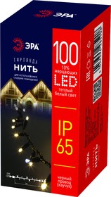 Гирлянда ЭРА ERAPS-NK10 светодиодная новогодняя нить уличная 10 м тёплый белый свет 100 LED Б0051888