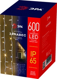 Гирлянда ЭРА ERAPS-SK1 светодиодная новогодняя занавес 2x3 м тёплый белый свет 600 LED Б0051892