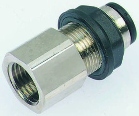 3136 10 17, LF3000 Series Bulkhead Threaded-to-Tube Adaptor, G 3/8 Female to Push In 10 mm, Threaded-to-Tube Connection Style