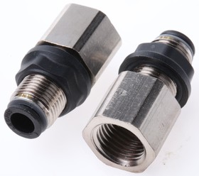 3136 06 13, LF3000 Series Bulkhead Threaded-to-Tube Adaptor, G 1/4 Female to Push In 6 mm, Threaded-to-Tube Connection Style