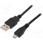 50498, Кабель, USB 2.0, вилка USB A, вилка microUSB B, 0,5м, черный