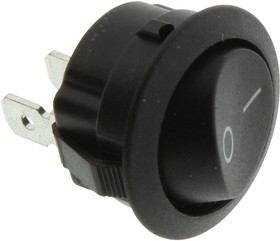 Фото 1/2 RR511D1121, Rocker Switches 20A 125VAC 4.8mm Tab On-Off Black/Black