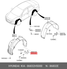 Брызговик передний правый HYUNDAI/KIA 86832H5000