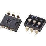 A6S-3104-H, 3 Way Surface Mount DIP Switch 3PST