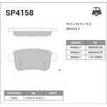 sp4158, Колодки торм.дисковые Hi-Q Renault Samsung KANGOO 08- (D2013) R
