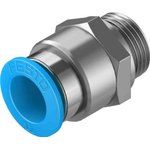 QS-G3/8-12-20, QS Series Straight Threaded Adaptor, G 3/8 Male to Push In 12 mm ...