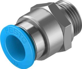 Фото 1/5 QS-G3/8-12-20, QS Series Straight Threaded Adaptor, G 3/8 Male to Push In 12 mm, Threaded-to-Tube Connection Style, 132045