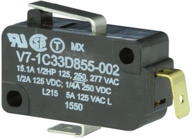 V7-1C33D855-002, Basic / Snap Action Switches VBASIC SW SPNC 15.1A 277VAC 250VDC